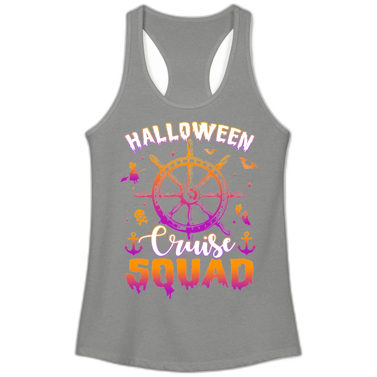 Halloween Cruise Squad Ladies Tank in Heather Grey