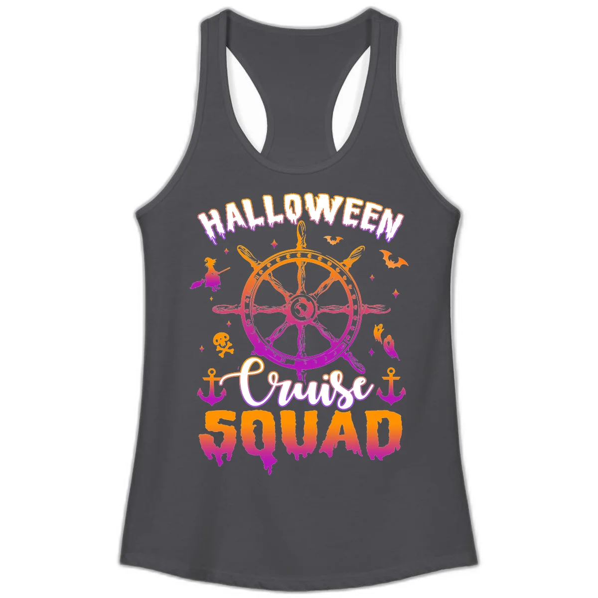 Halloween Cruise Squad Ladies Tank in Solid Dark Gray