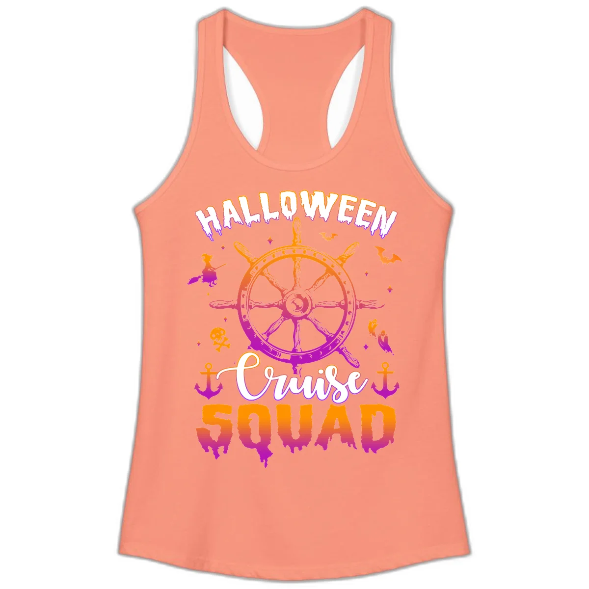 Halloween Cruise Squad Ladies Tank in Solid Light Orange