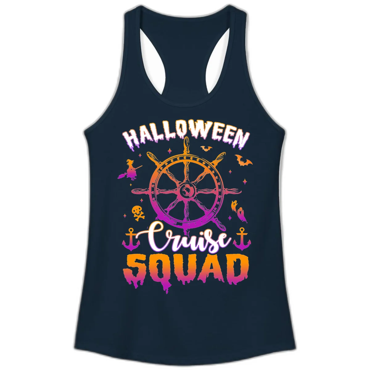 Halloween Cruise Squad Ladies Tank in Solid Midnight Navy