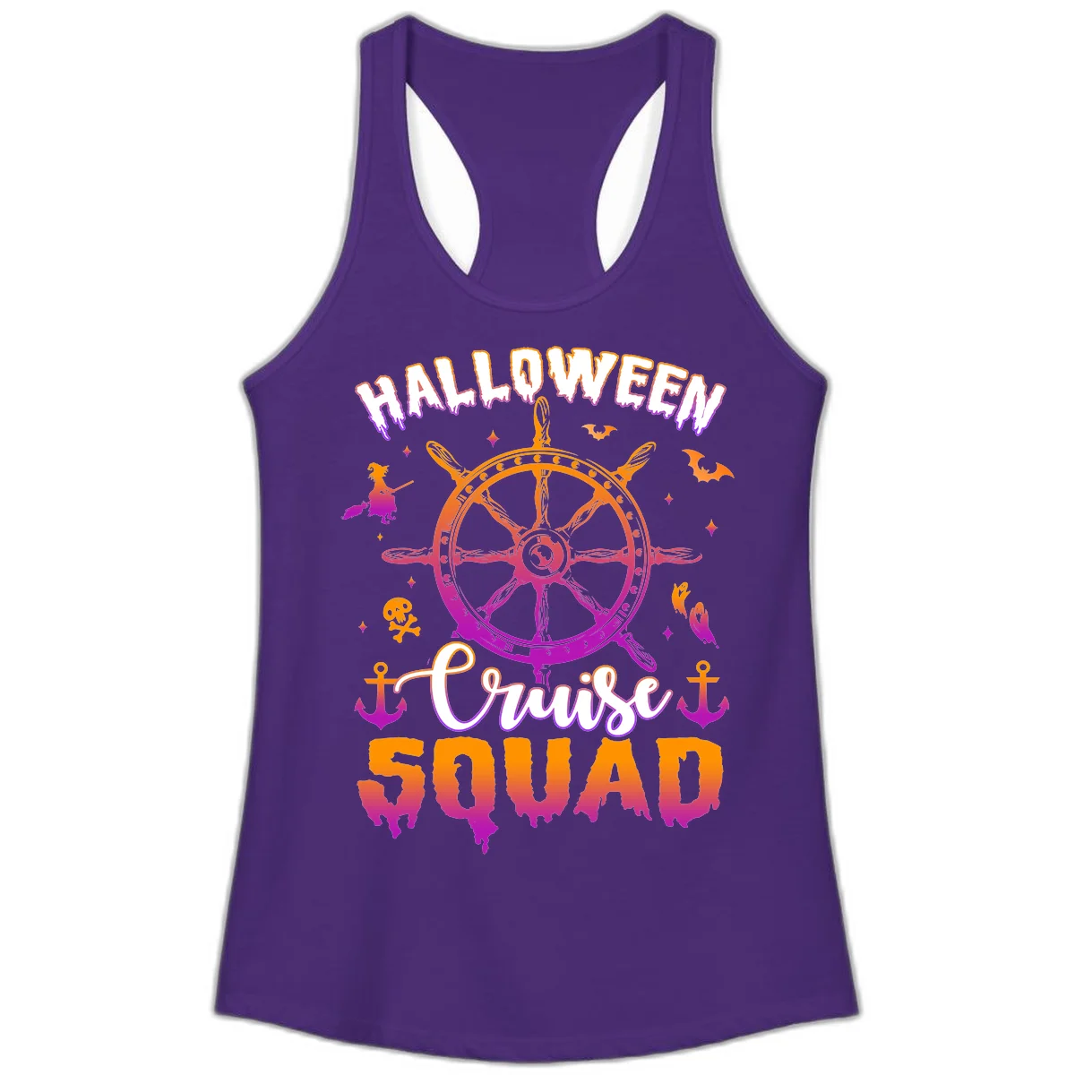 Halloween Cruise Squad Ladies Tank in Solid Purple Rush