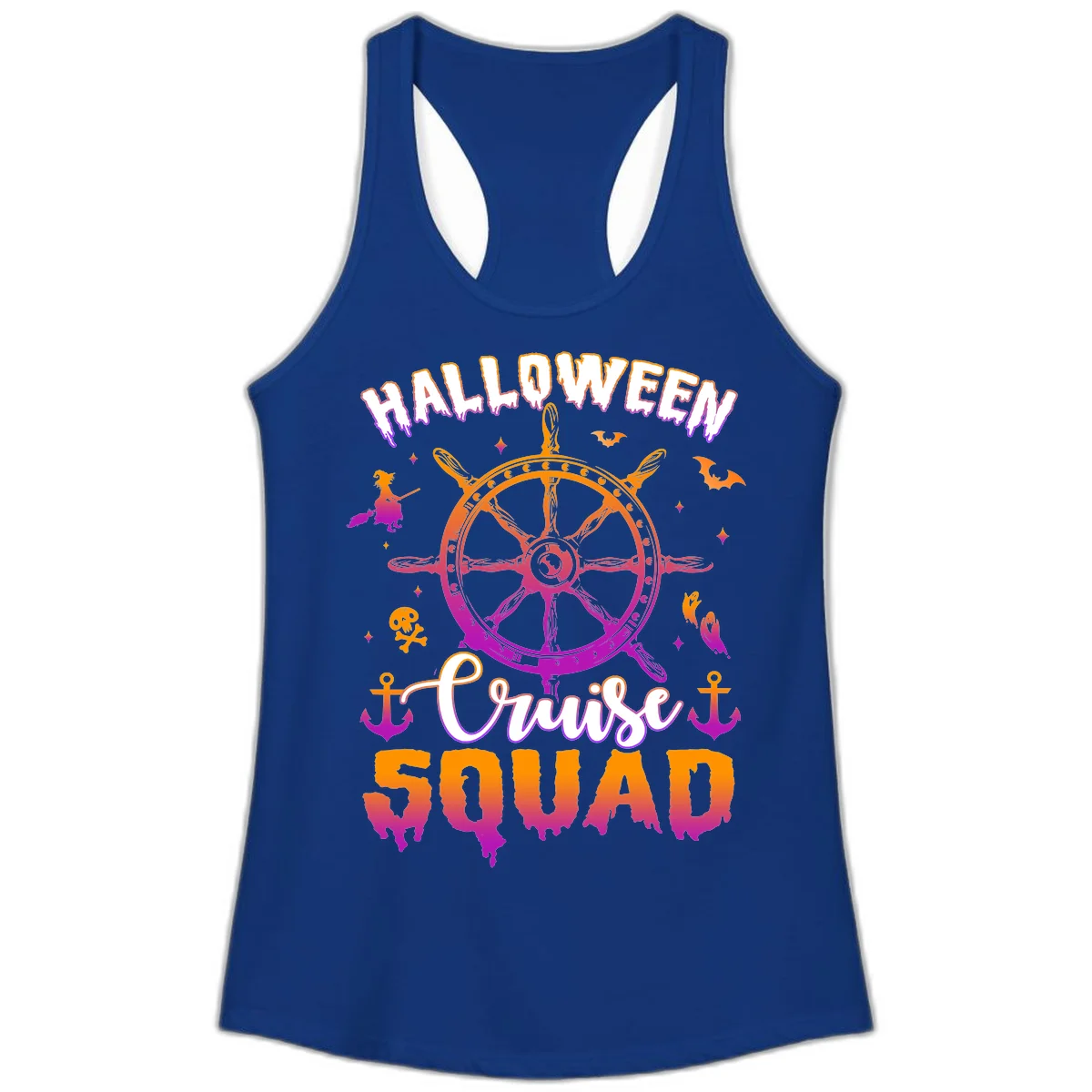 Halloween Cruise Squad Ladies Tank in Solid Royal
