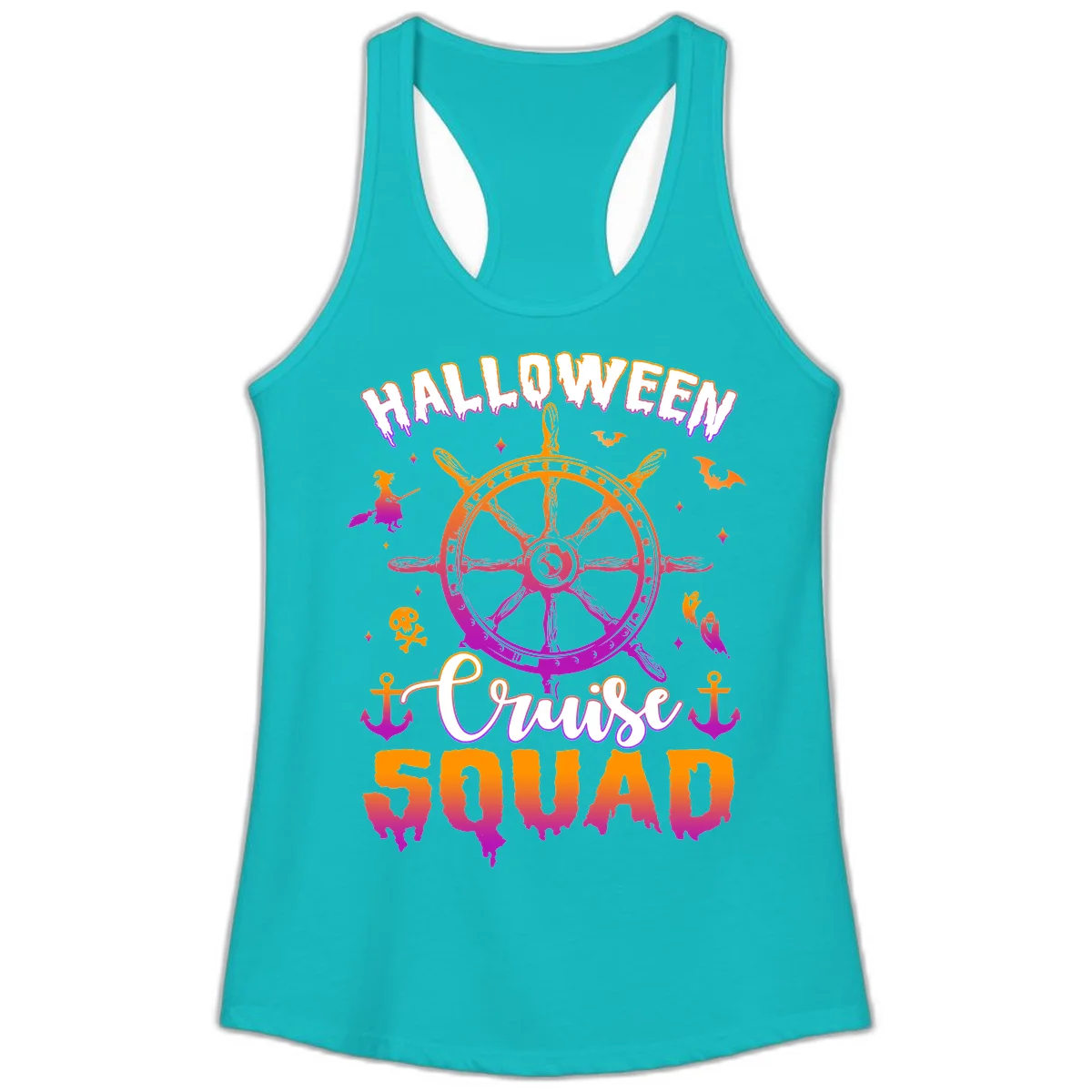 Halloween Cruise Squad Ladies Tank in Tahiti Blue