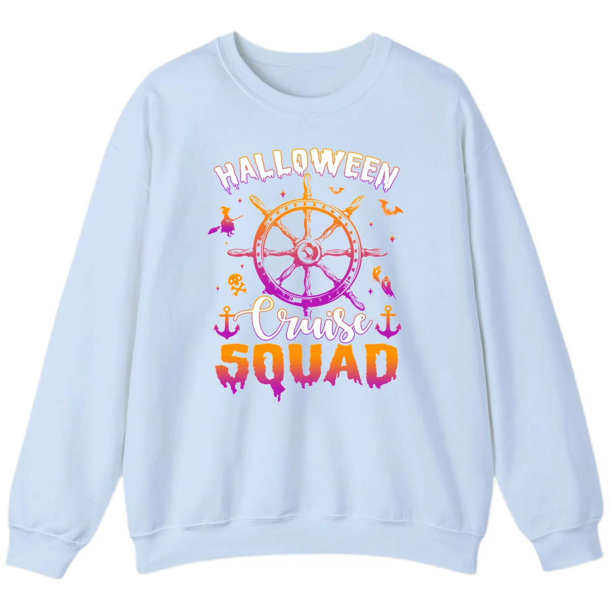 Halloween Cruise Squad Sweatshirt in Light Blue
