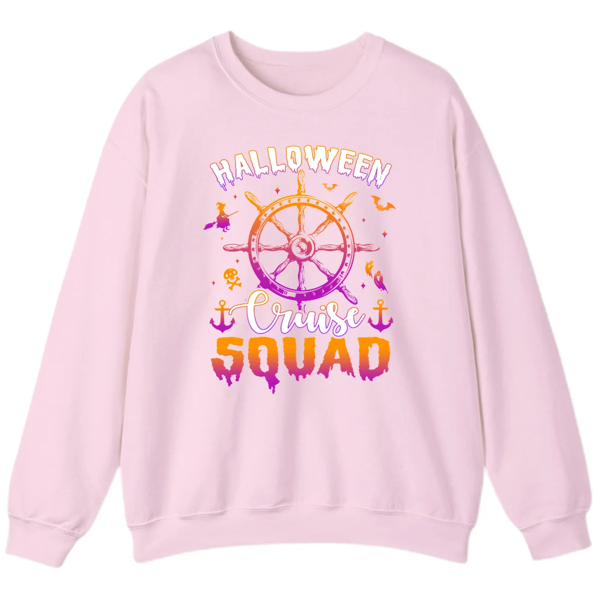 Halloween Cruise Squad Sweatshirt in Light Pink