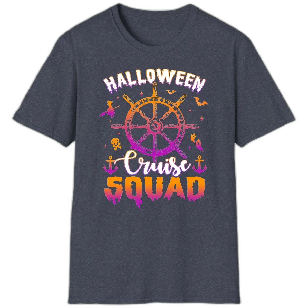 Halloween Cruise Squad T-Shirt in Heather Navy