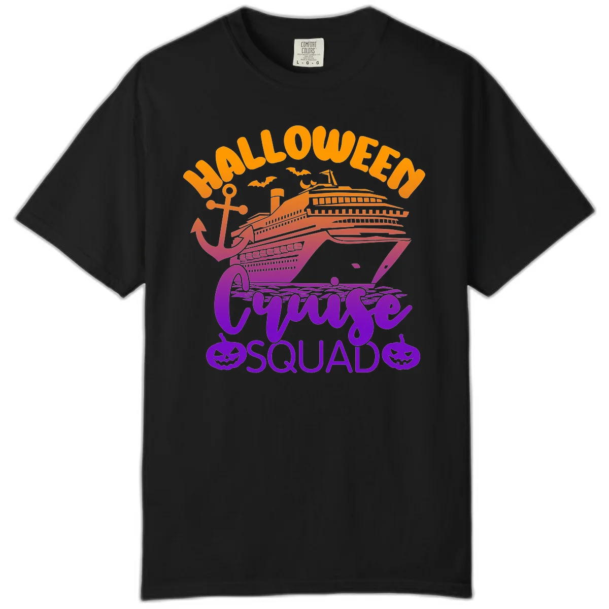 Halloween Cruise Squad Comfort Color Vacation Tee in Black