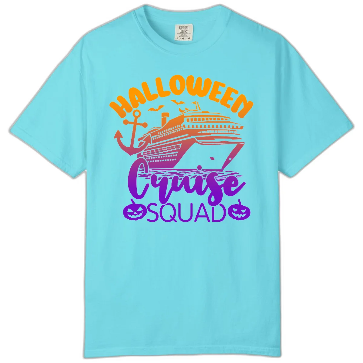 Halloween Cruise Squad Comfort Color Vacation Tee in Lagoon Blue