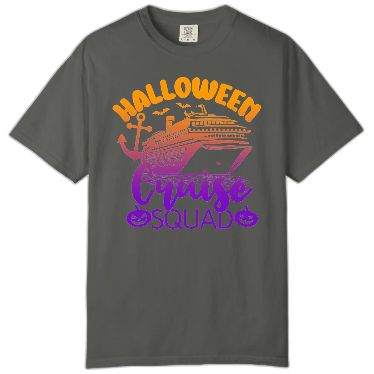 Halloween Cruise Squad Comfort Color Vacation Tee in Pepper