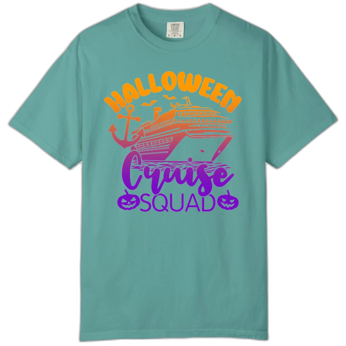 Halloween Cruise Squad Comfort Color Vacation Tee in Seafoam
