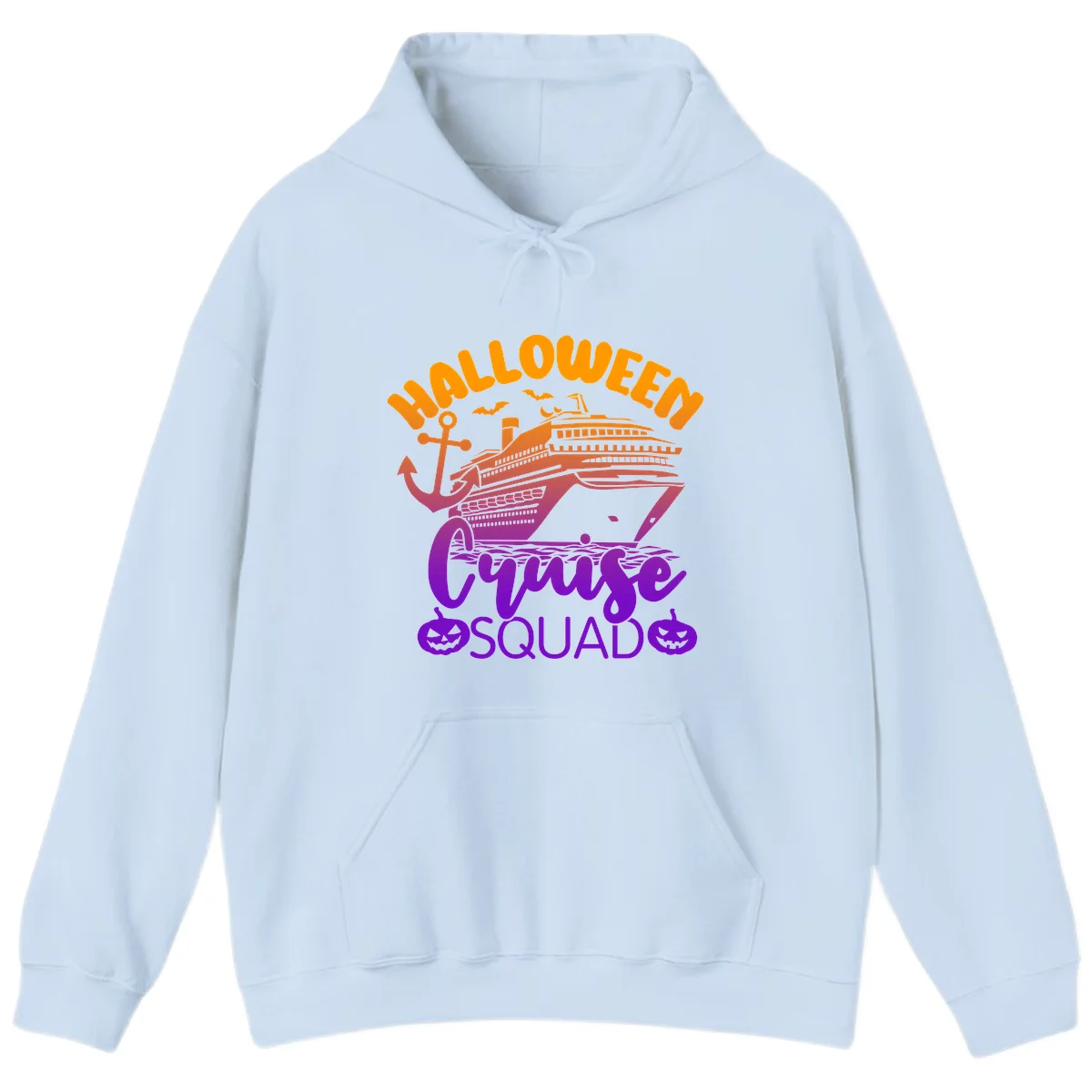 Halloween Cruise Squad Spooky Vacation Hoodie in Light Blue
