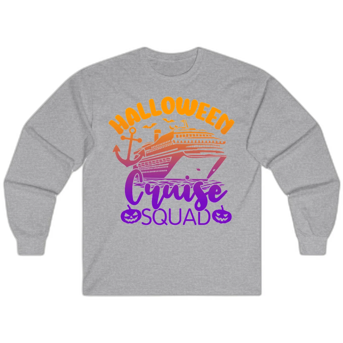 Halloween Cruise Squad Spooky Vacation Long Sleeve in Sport Grey