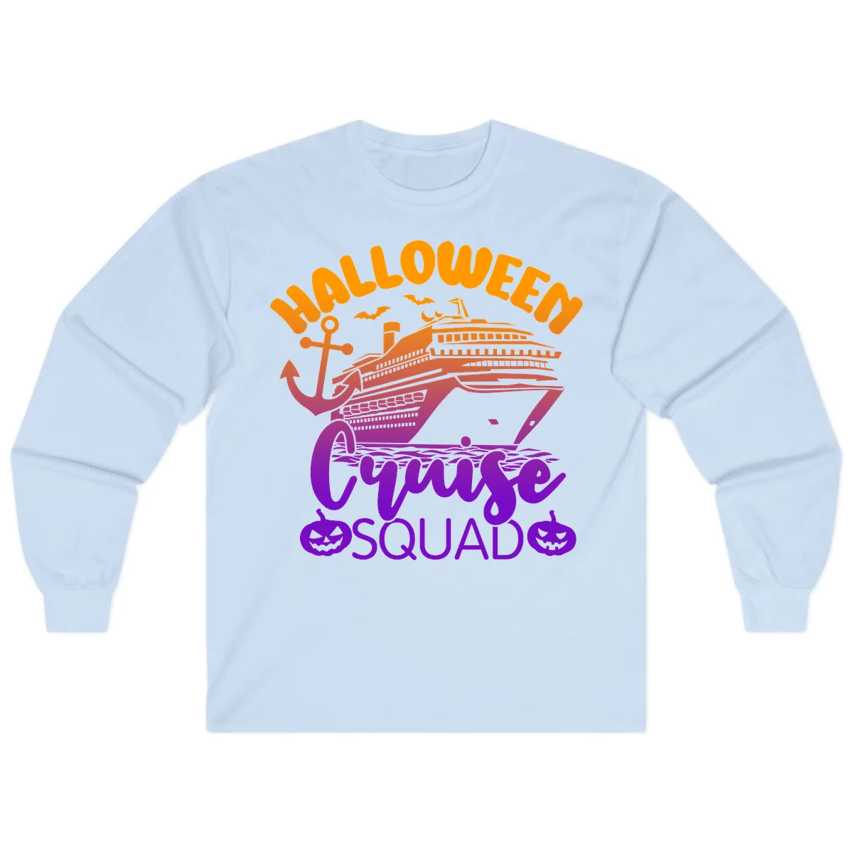 Halloween Cruise Squad Spooky Vacation Long Sleeve in Light Blue