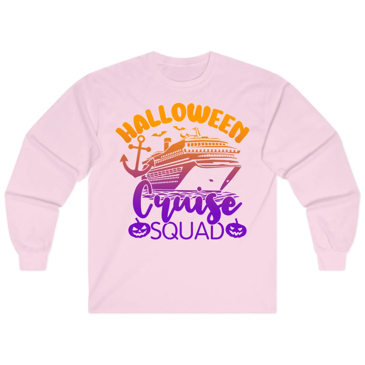 Halloween Cruise Squad Spooky Vacation Long Sleeve in Light Pink
