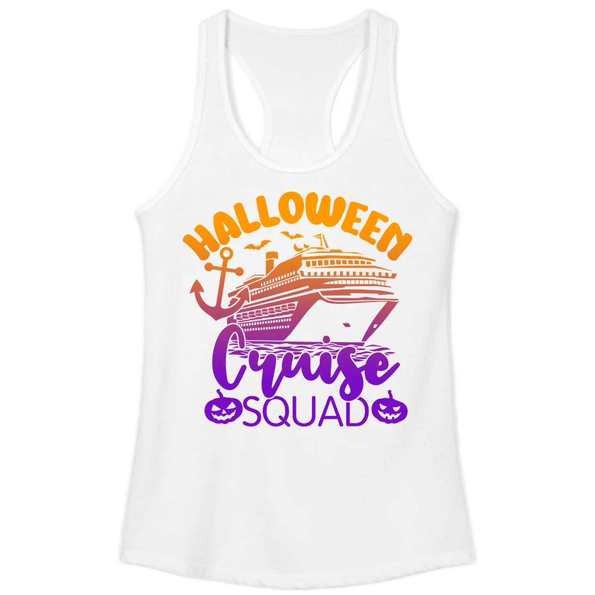 Halloween Cruise Squad Spooky Ladies Tank Top in White