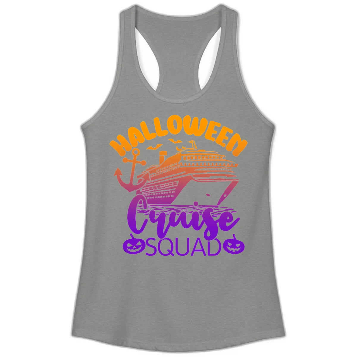 Halloween Cruise Squad Spooky Ladies Tank Top in Heather Grey
