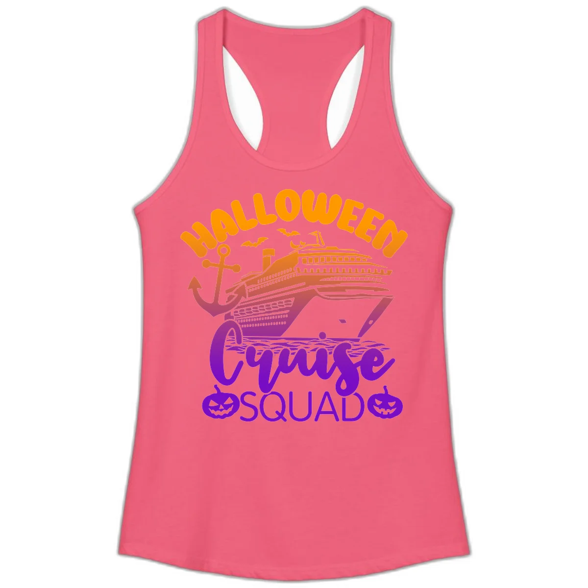 Halloween Cruise Squad Spooky Ladies Tank Top in Hot Pink