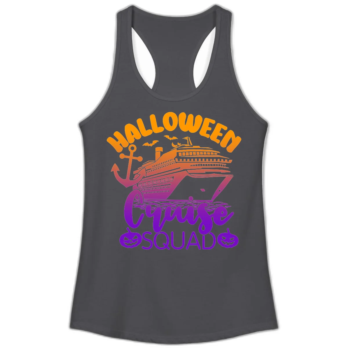 Halloween Cruise Squad Spooky Ladies Tank Top in Solid Dark Gray