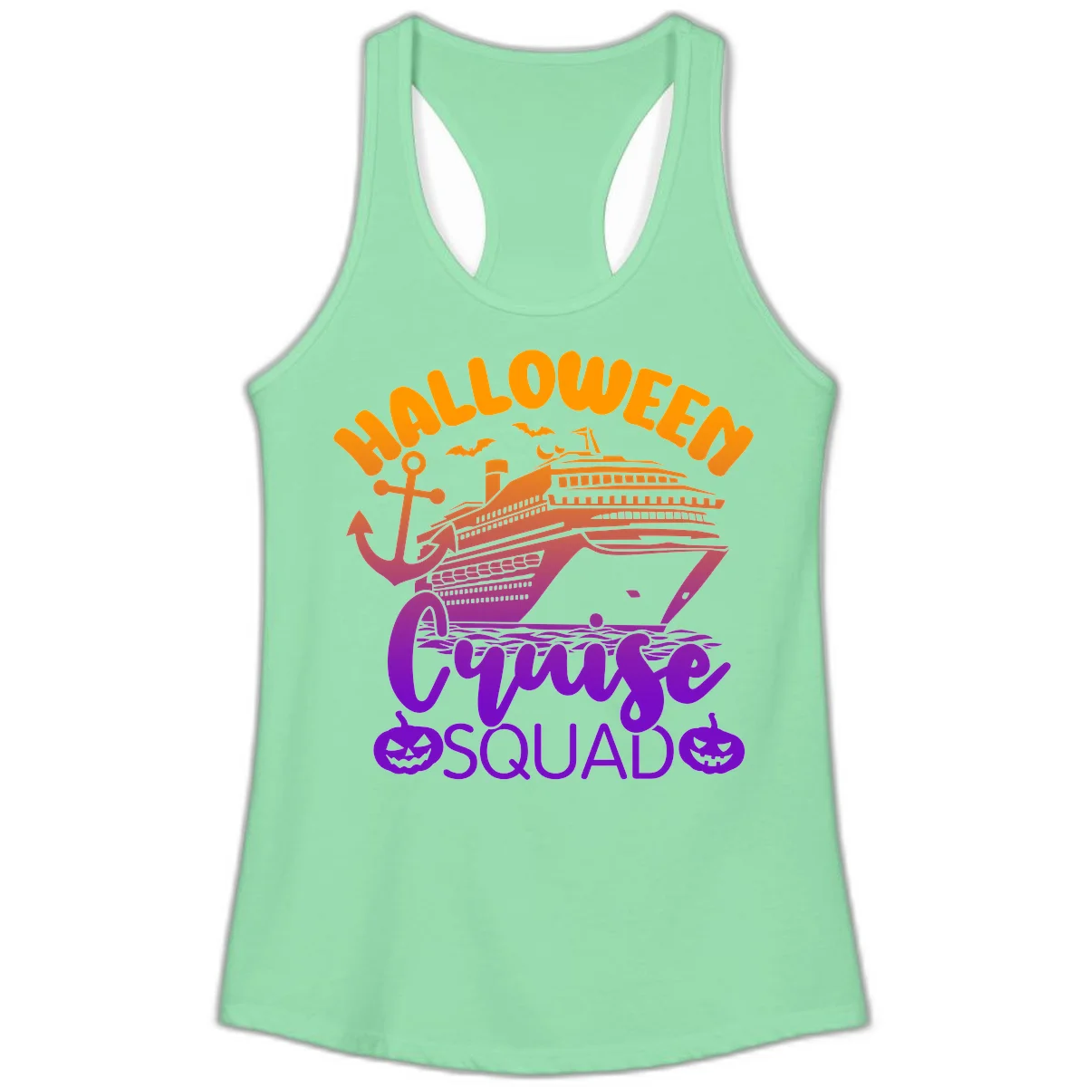 Halloween Cruise Squad Spooky Ladies Tank Top in Solid Mint