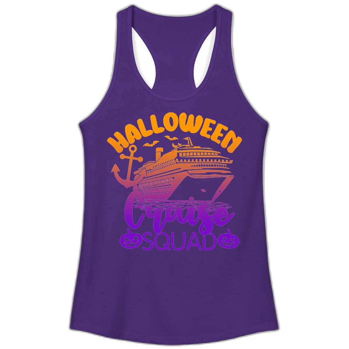 Halloween Cruise Squad Spooky Ladies Tank Top in Solid Purple Rush