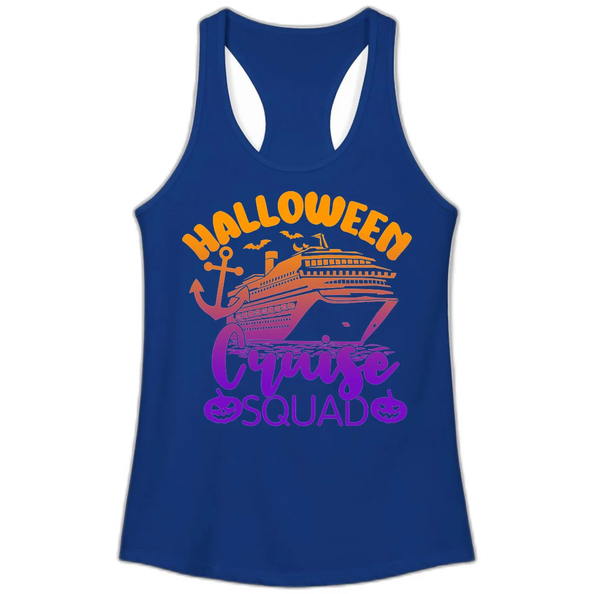 Halloween Cruise Squad Spooky Ladies Tank Top in Solid Royal