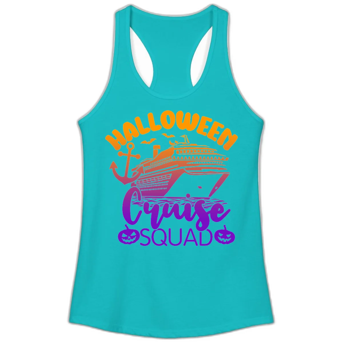 Halloween Cruise Squad Spooky Ladies Tank Top in Tahiti Blue