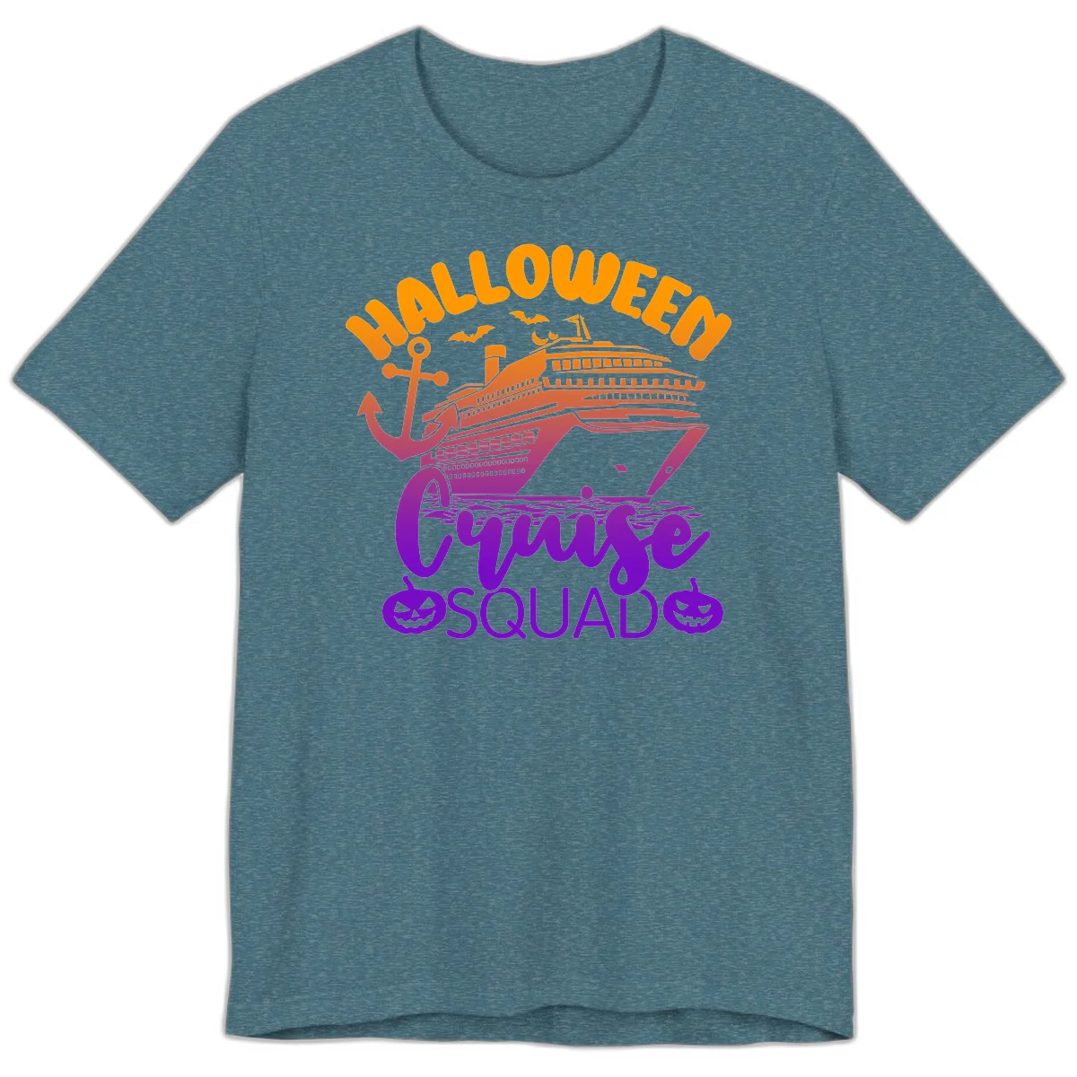 Halloween Cruise Squad Spooky Vacation Premium Tee in Heather Deep Teal
