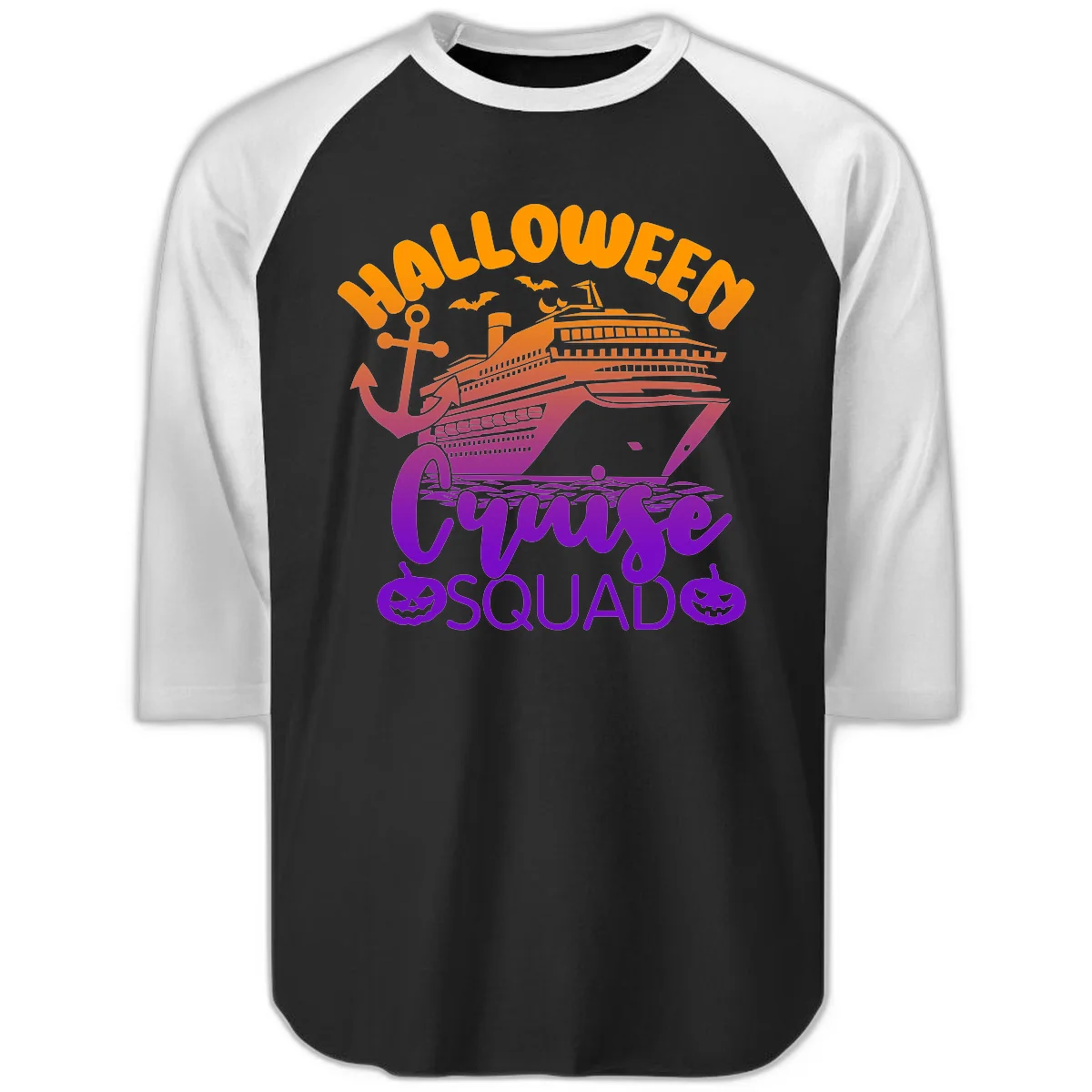 Halloween Cruise Squad Spooky Vacation Raglan Tee in Black White