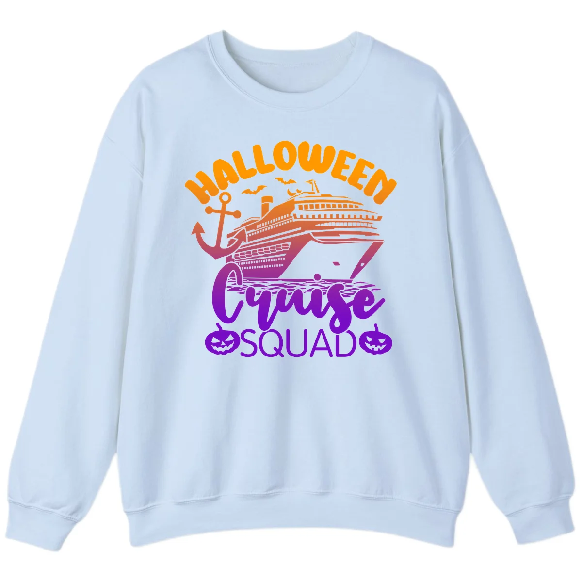 Halloween Cruise Squad Spooky Vacation Sweatshirt in Light Blue
