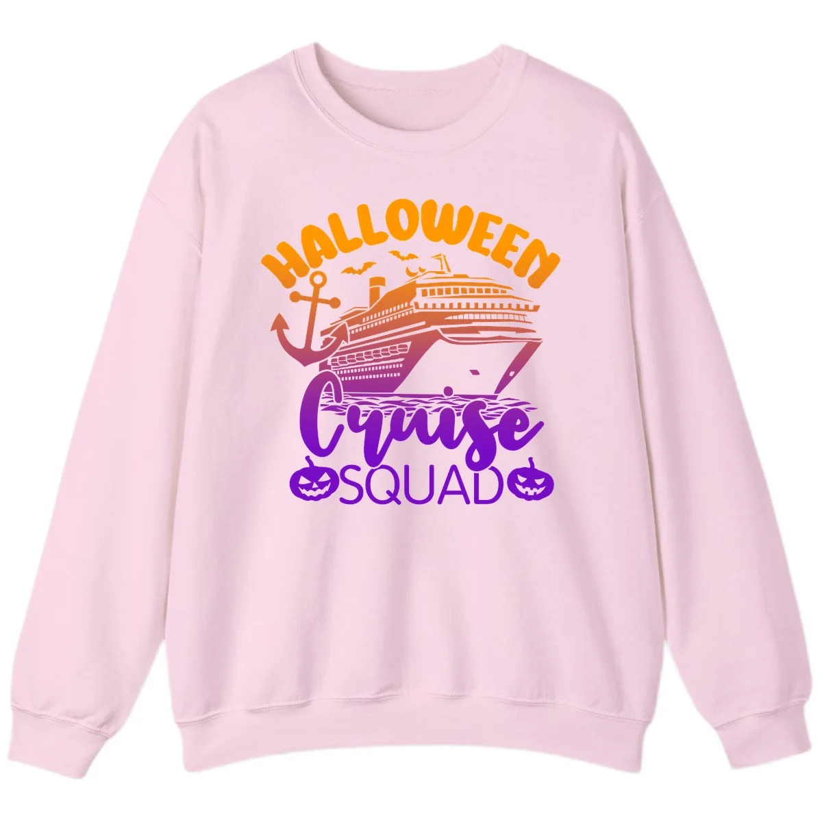 Halloween Cruise Squad Spooky Vacation Sweatshirt in Light Pink