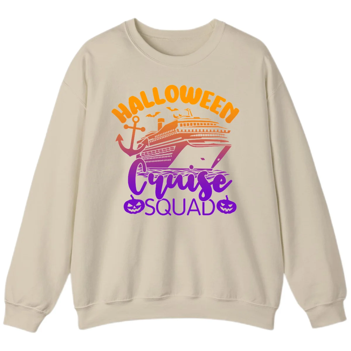 Halloween Cruise Squad Spooky Vacation Sweatshirt in Sand