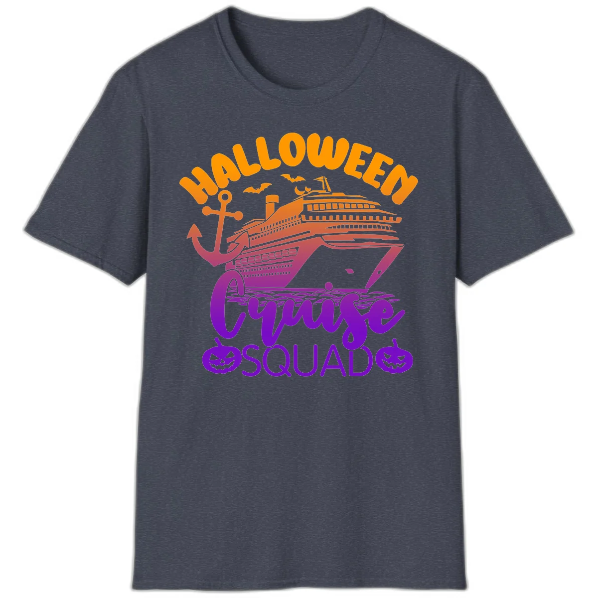 Halloween Cruise Squad Spooky Vacation T-Shirt in Heather Navy