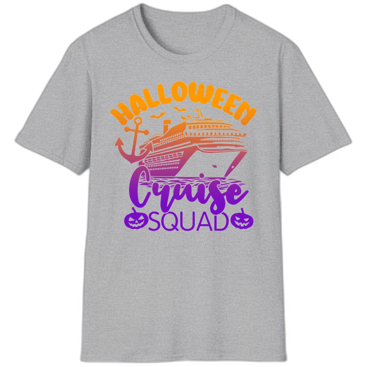 Halloween Cruise Squad Spooky Vacation T-Shirt in Sport Grey