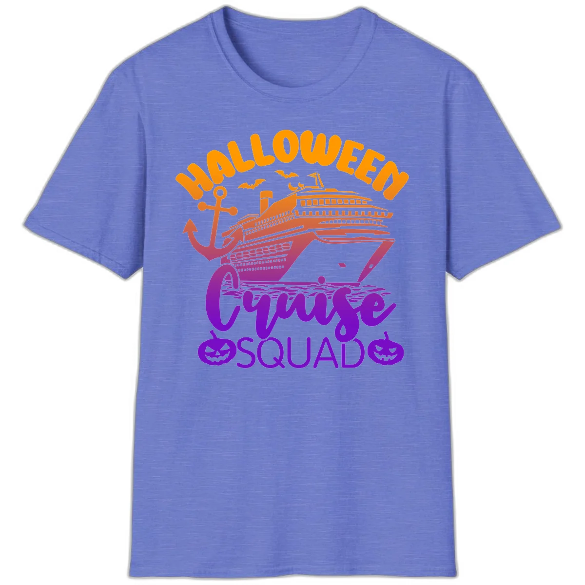 Halloween Cruise Squad Spooky Vacation T-Shirt in Heather Royal