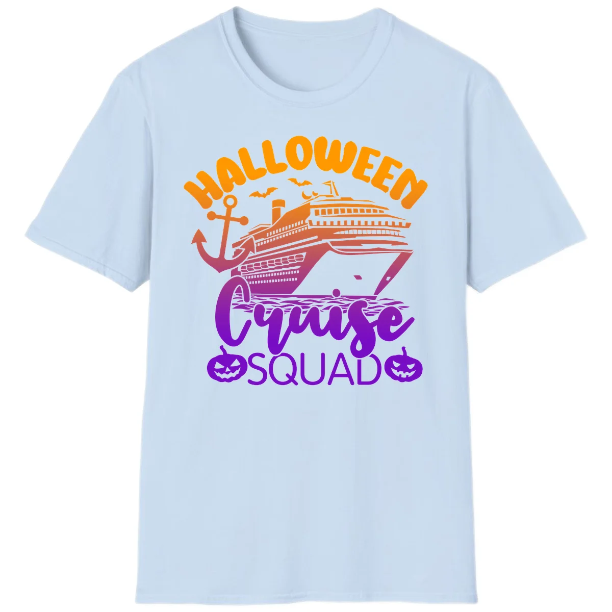 Halloween Cruise Squad Spooky Vacation T-Shirt in Light Blue