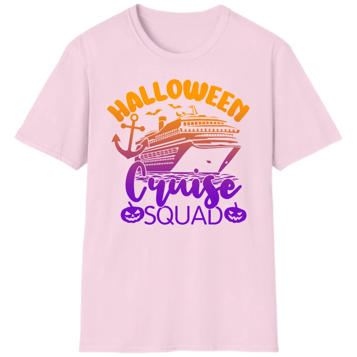 Halloween Cruise Squad Spooky Vacation T-Shirt in Light Pink