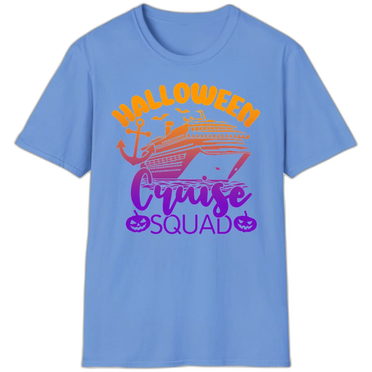 Halloween Cruise Squad Spooky Vacation T-Shirt in Carolina Blue