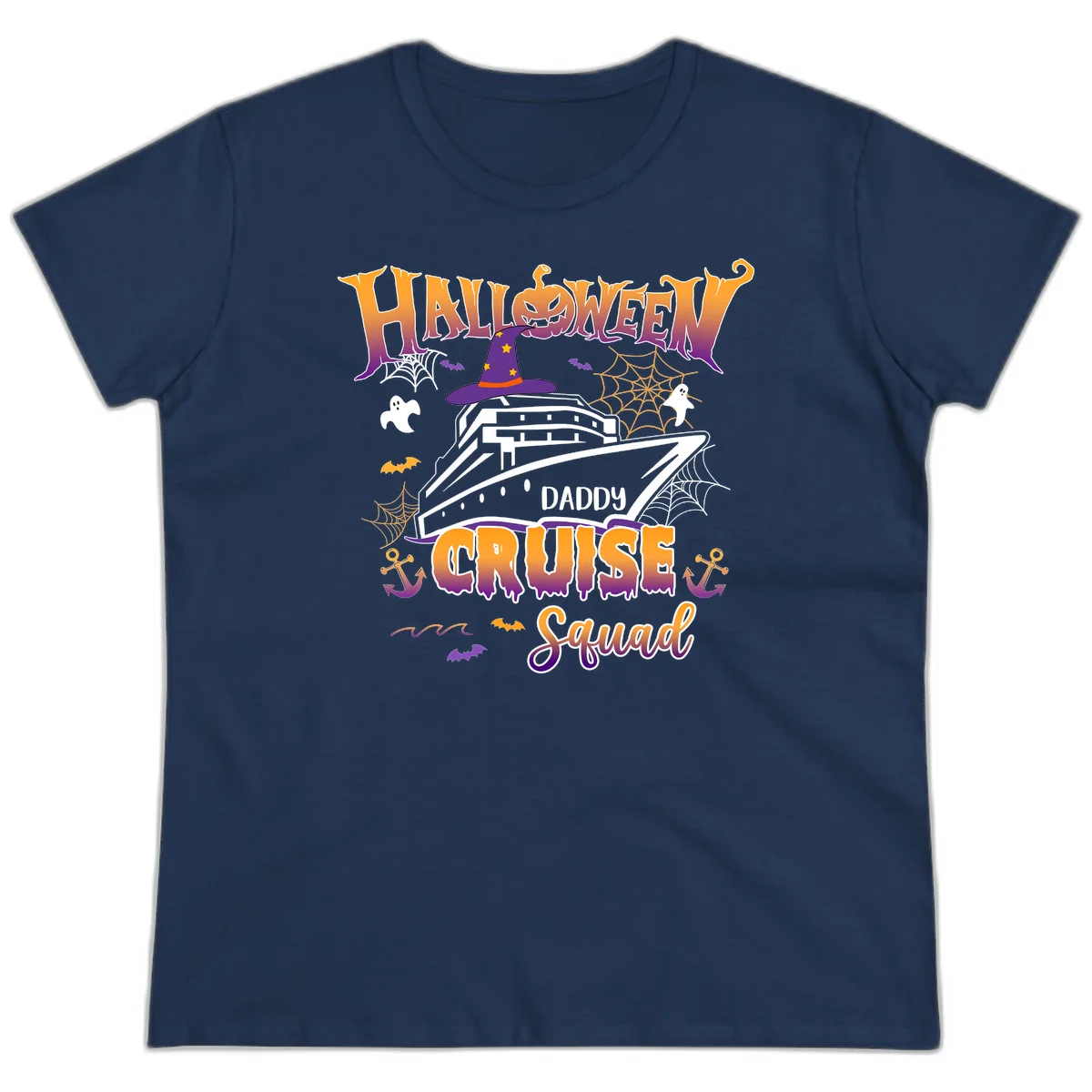 Halloween Daddy Cruise Squad Ladies Tee in Navy