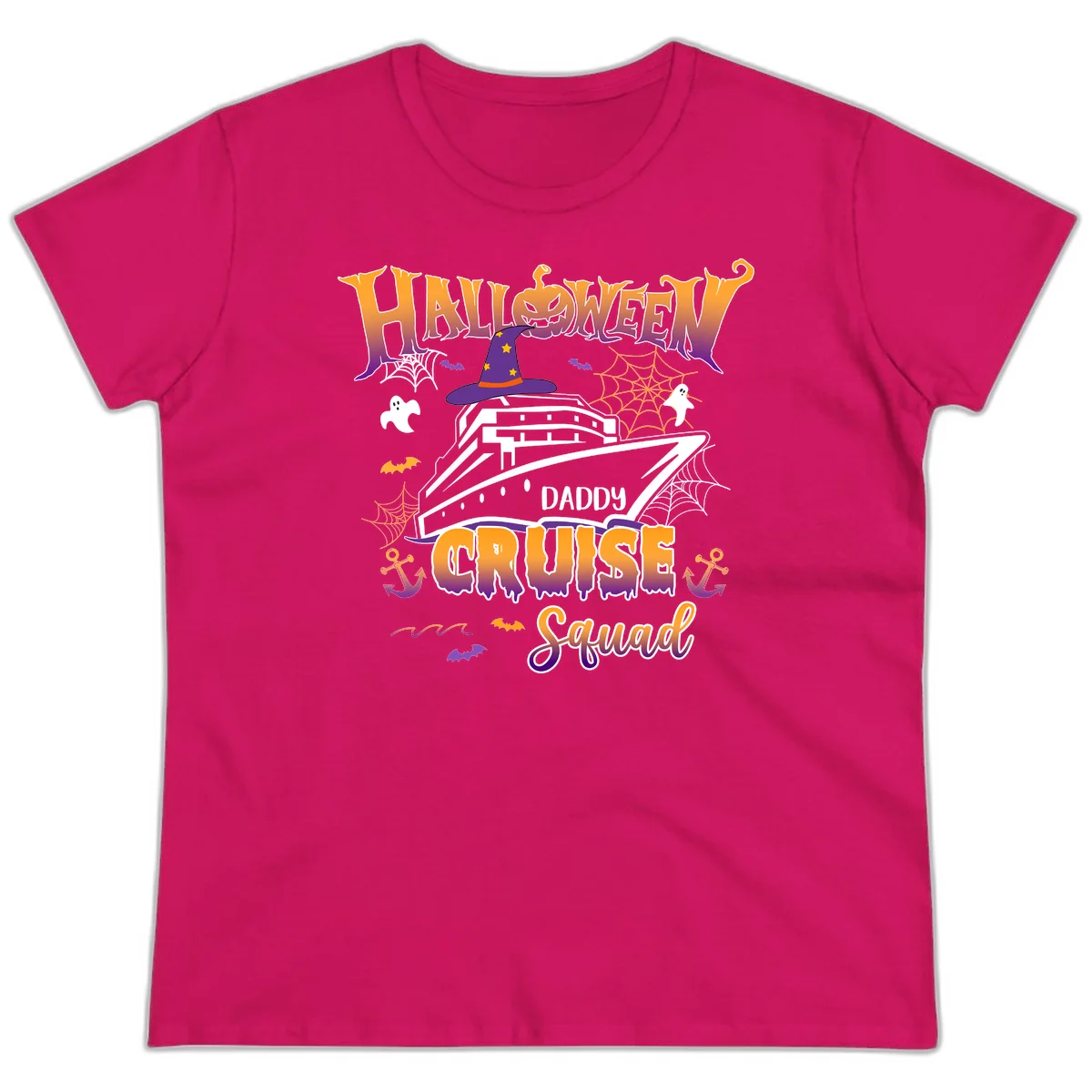 Halloween Daddy Cruise Squad Ladies Tee in Heliconia