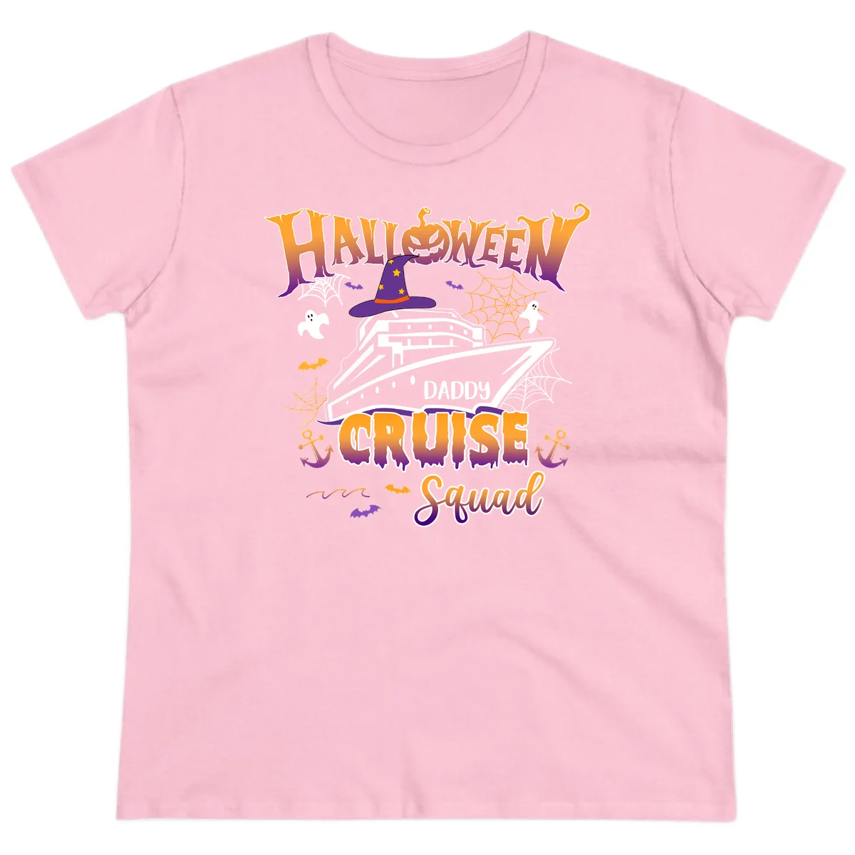 Halloween Daddy Cruise Squad Ladies Tee in Light Pink