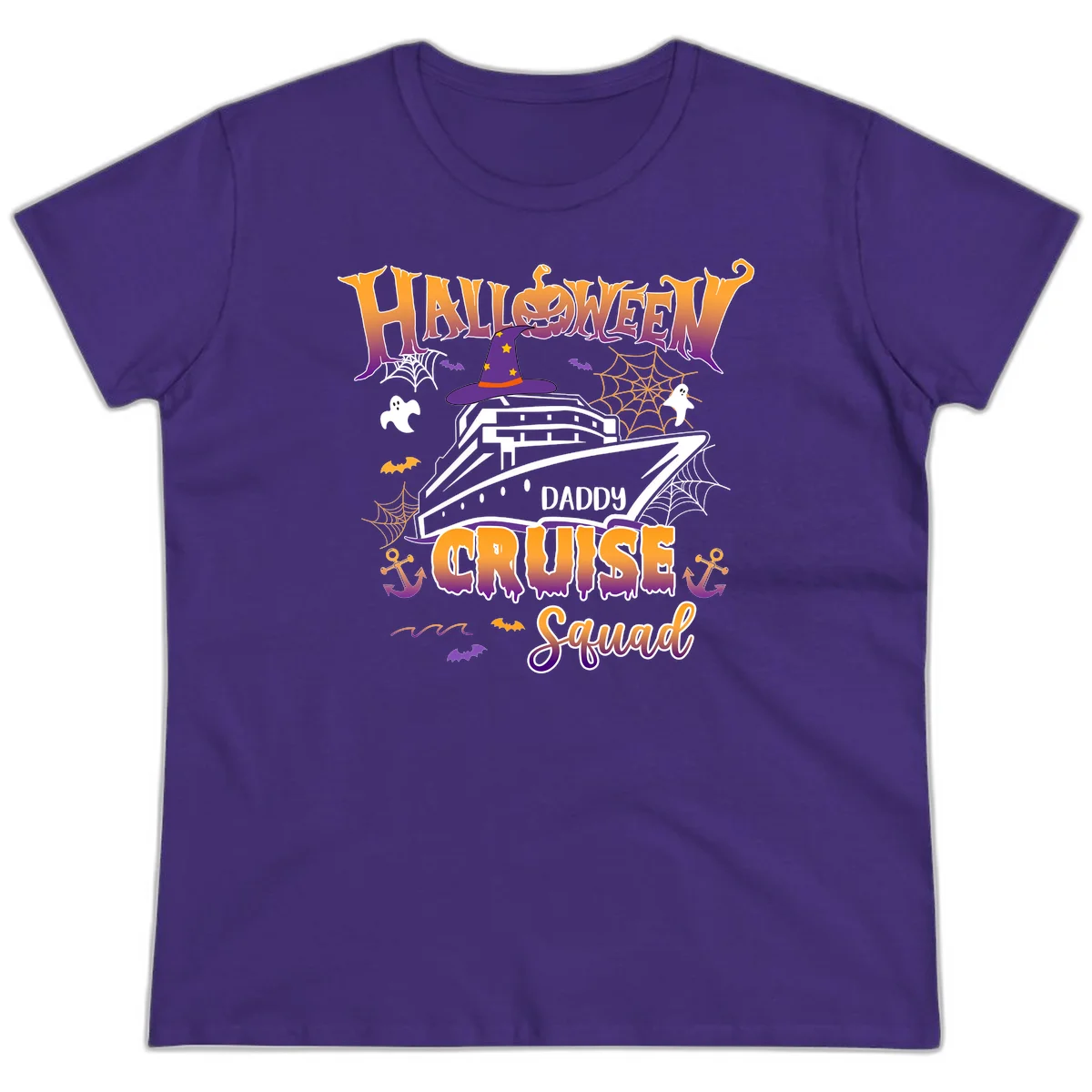 Halloween Daddy Cruise Squad Ladies Tee in Purple