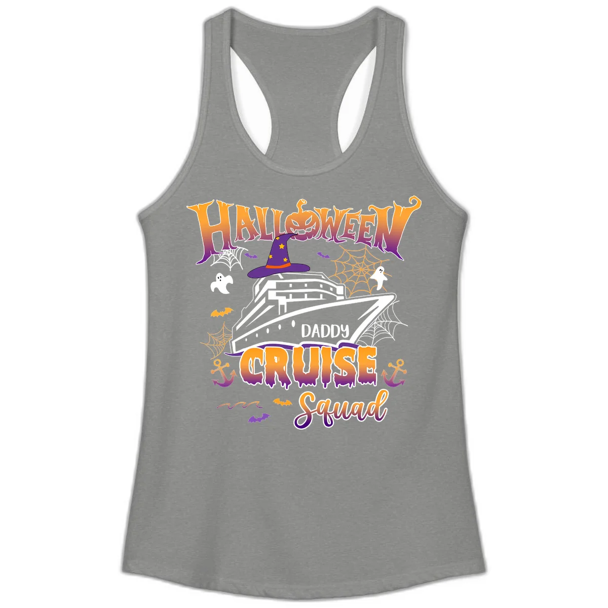Halloween Daddy Cruise Squad Ladies Tank in Heather Grey