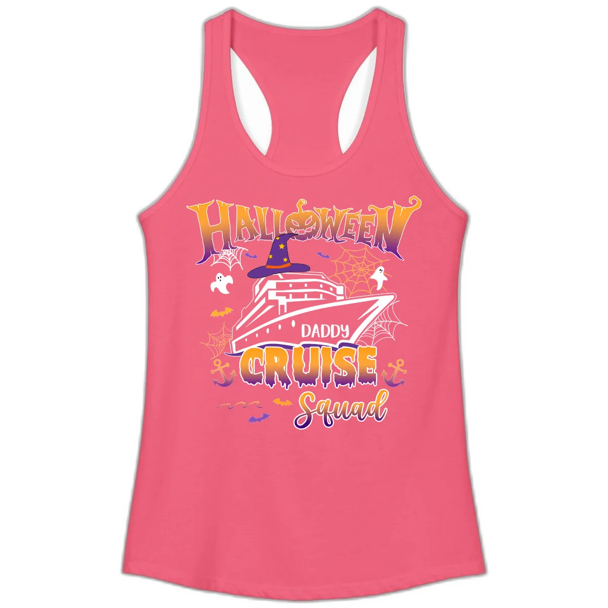 Halloween Daddy Cruise Squad Ladies Tank in Hot Pink