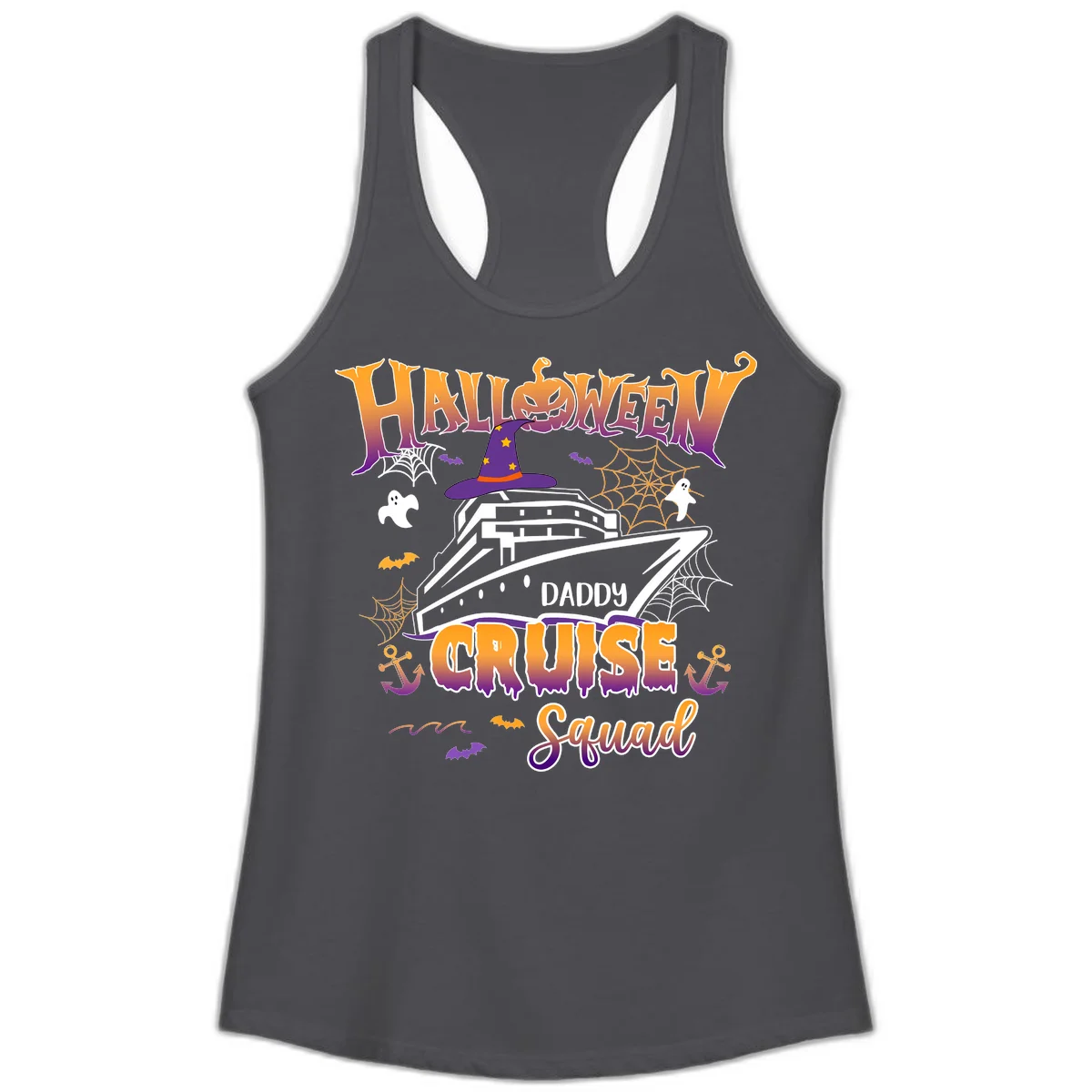 Halloween Daddy Cruise Squad Ladies Tank in Solid Dark Gray