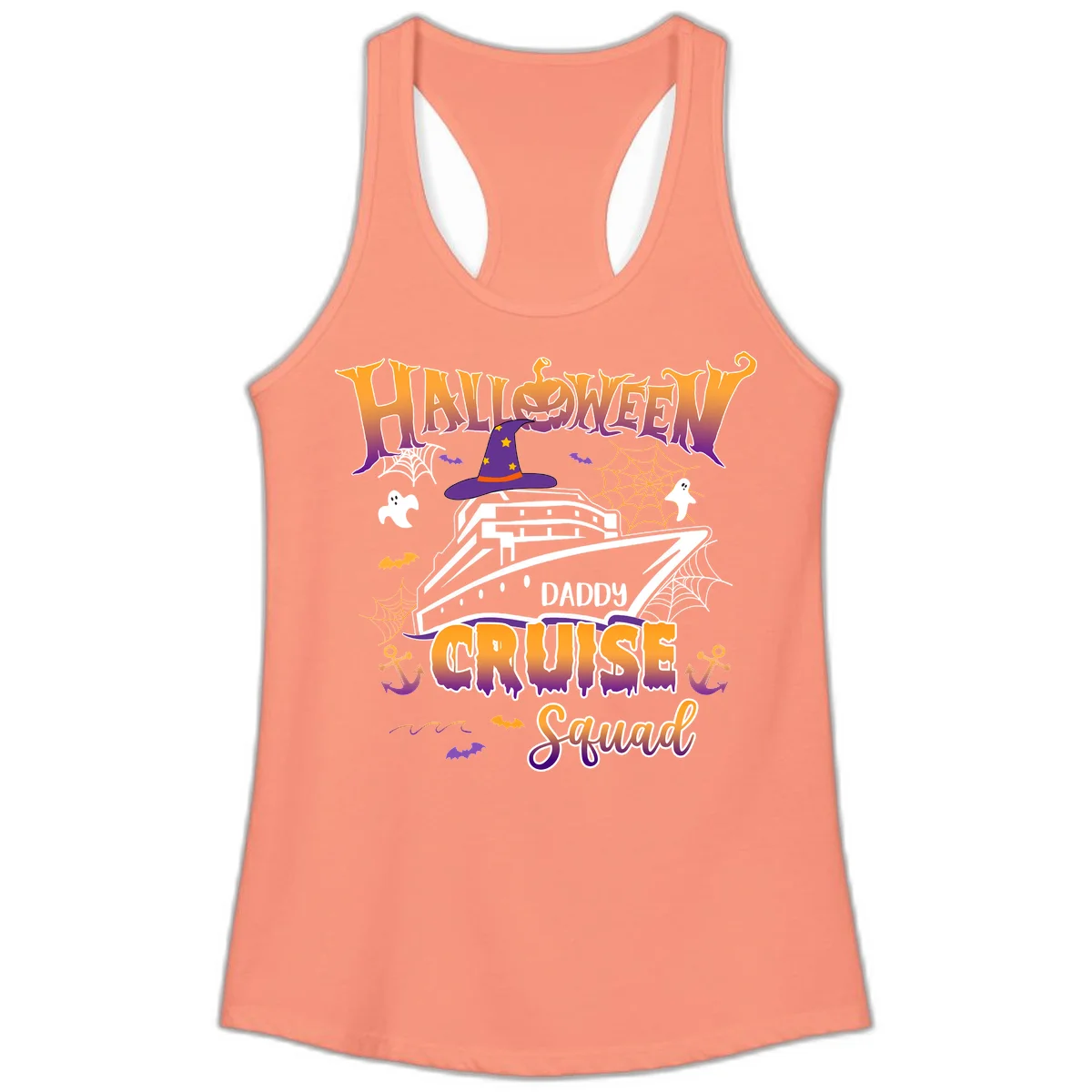 Halloween Daddy Cruise Squad Ladies Tank in Solid Light Orange
