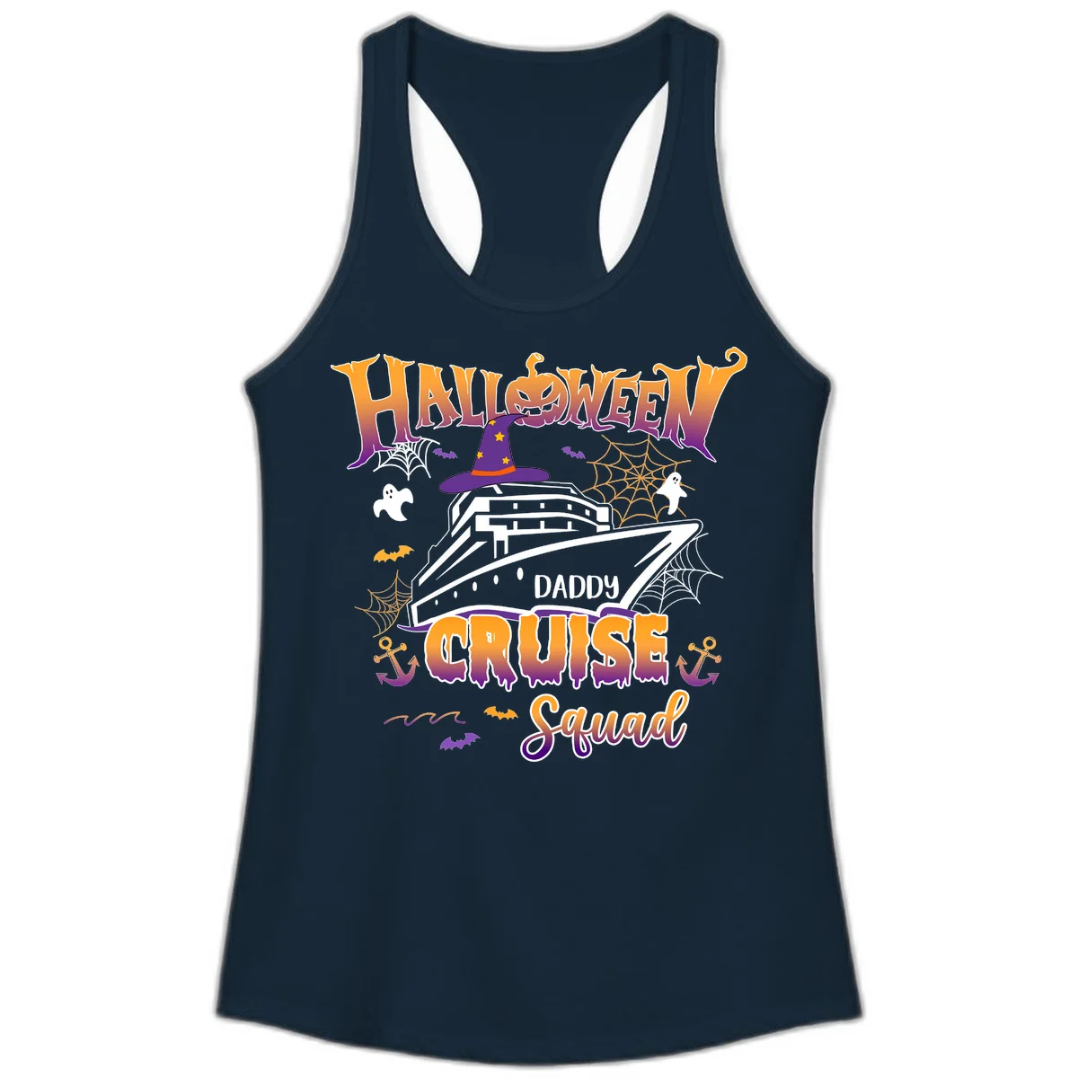 Halloween Daddy Cruise Squad Ladies Tank in Solid Midnight Navy