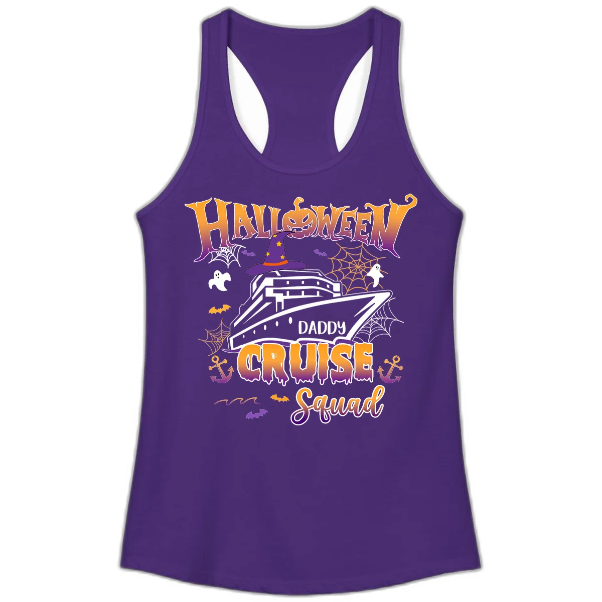 Halloween Daddy Cruise Squad Ladies Tank in Solid Purple Rush