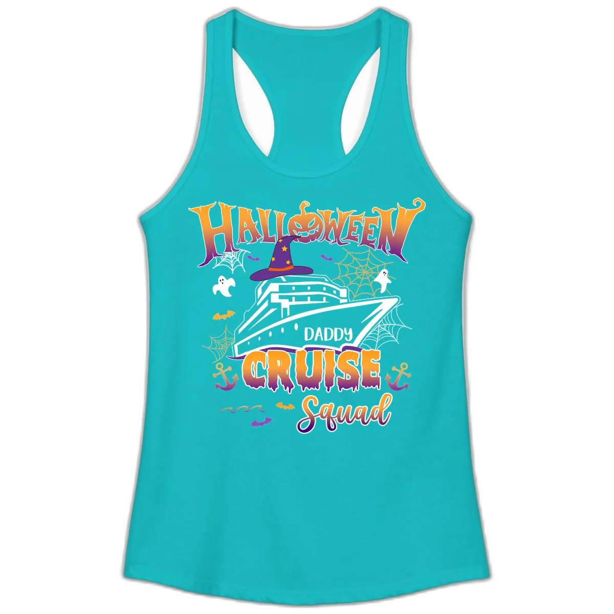 Halloween Daddy Cruise Squad Ladies Tank in Tahiti Blue