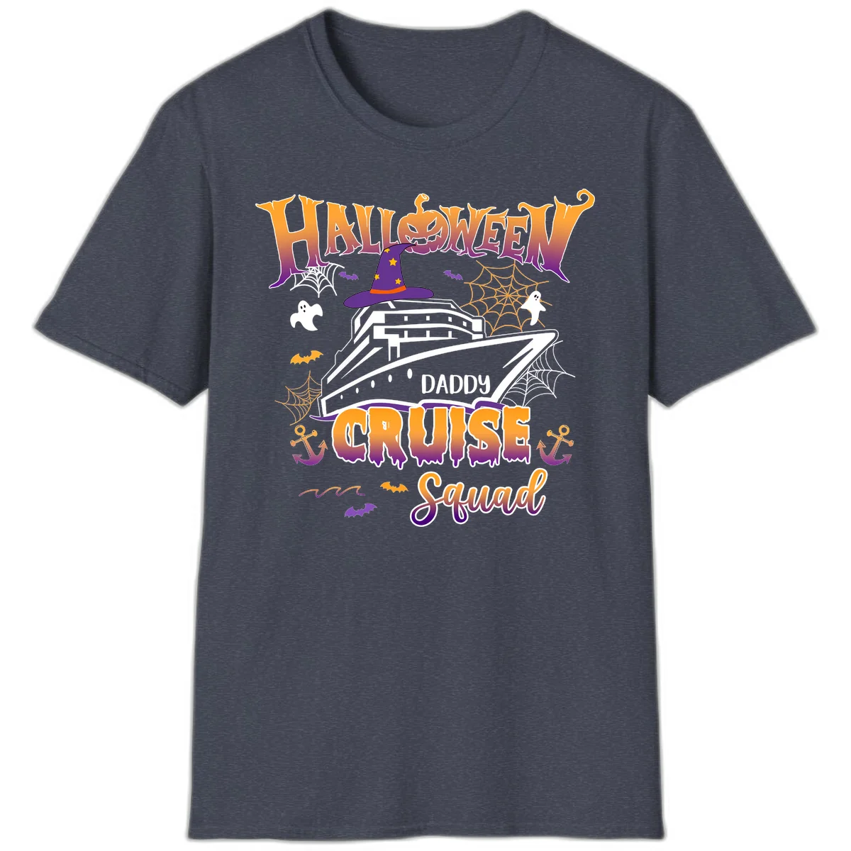 Halloween Daddy Cruise Squad T-Shirt in Heather Navy