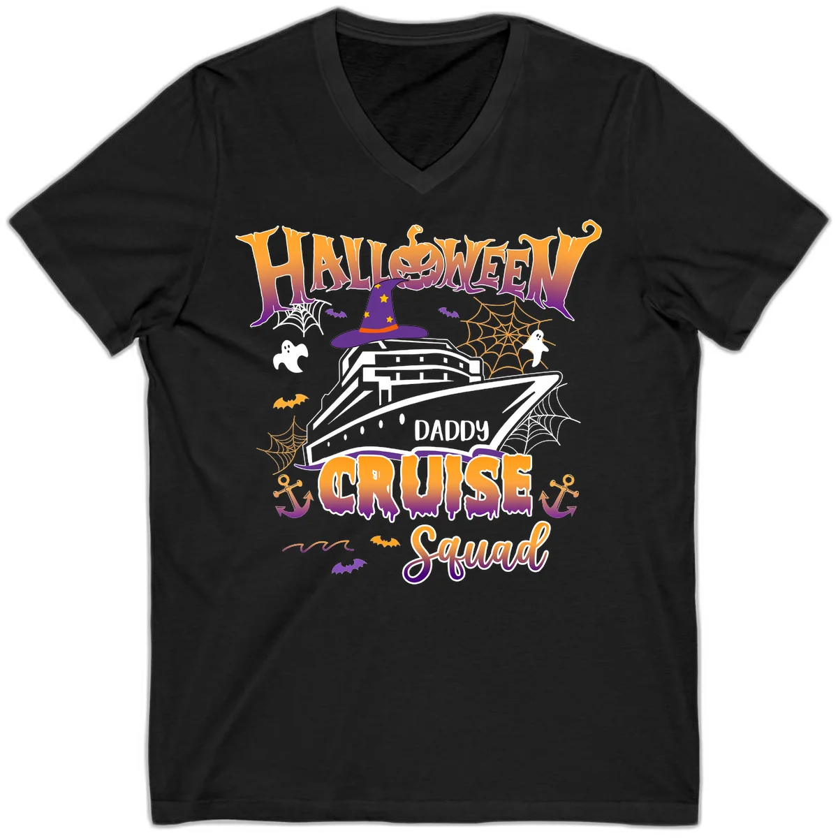 Halloween Daddy Cruise Squad V-Neck in Black
